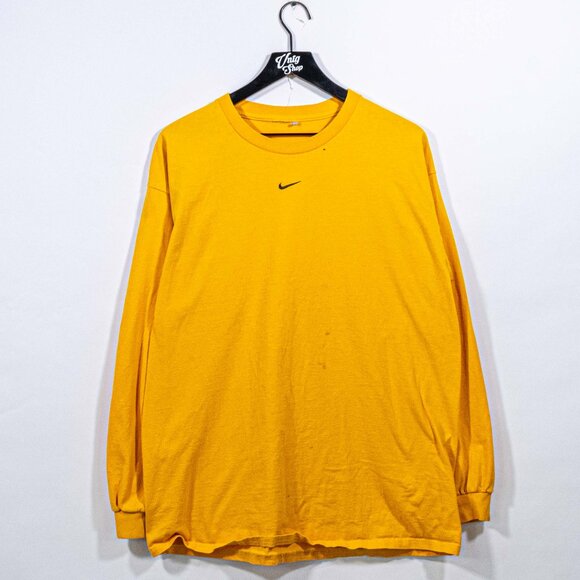 NIKE Center Swoosh Logo T-Shirt Long Sleeve Large Y2K Streetwear Hip Hop Skate - Picture 1 of 8